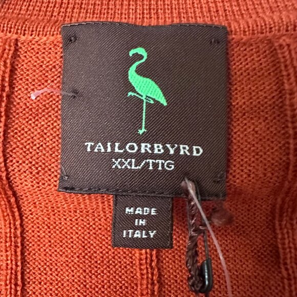 Tailorbyrd sweater vest sz XXL orange Italy made MERINO WOOL grandpacore NEW - Picture 3 of 6